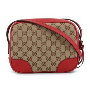 Authentic Gucci GG Crossbody Bag Brown Red Leather